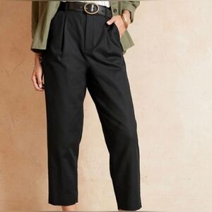 Banana Republic Super High Waisted Barrel Pleated Crop Black Pants 14 Tall